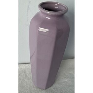 Action Vintage Vase Hexagonal Lavender Purple Ceramic Japan 10 inch Retro Decor